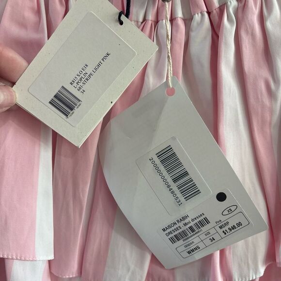 Maison Rabih Kayrouz Light Pink striped off-shoulder dress NWT XS $1946 - Picture 5 of 6